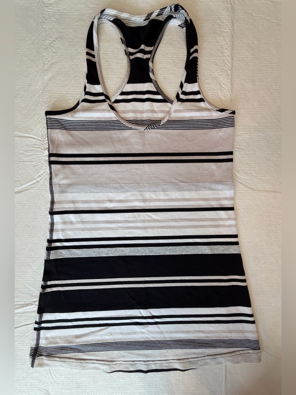 LULULEMON Black, Pink, and White Striped Racerback Tank Top EUC
